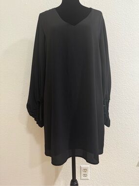 VICI Black V-Neck Ballon Long Sleeve Dress Medium